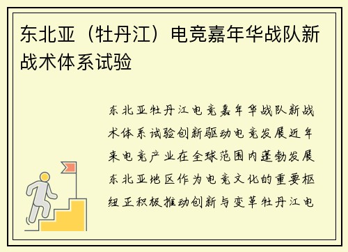 东北亚（牡丹江）电竞嘉年华战队新战术体系试验